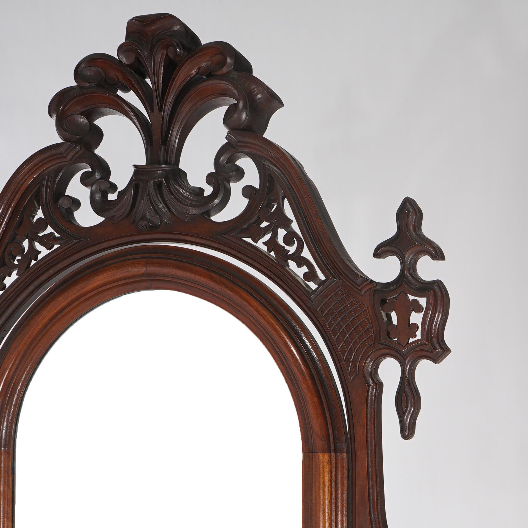 Antique Victorian Carved Walnut Marble Top Dresser with Mirror C1880 For Sale 4