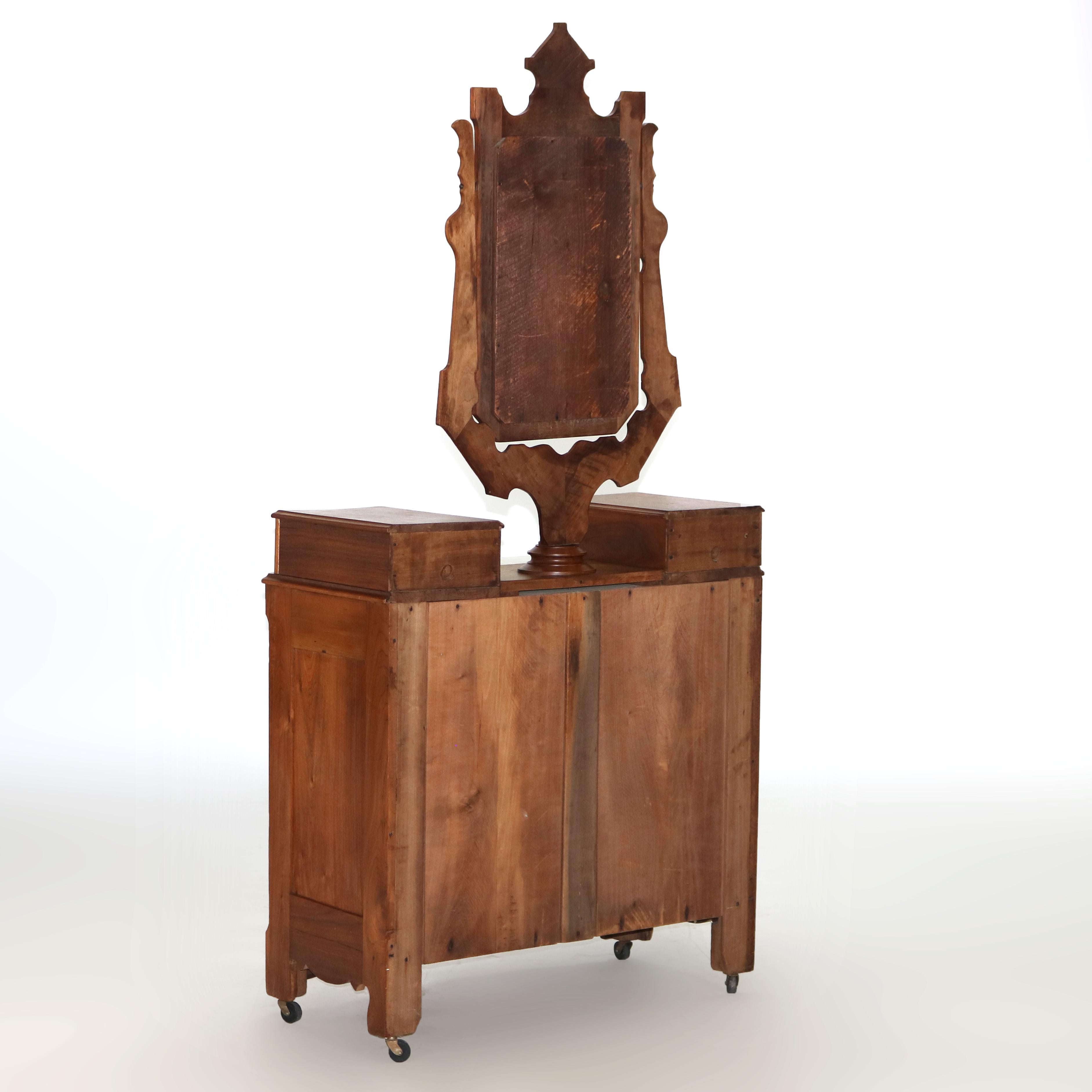 Antique Victorienne Meuble en Noyer Sculpté avec Miroir C1890 en vente 11