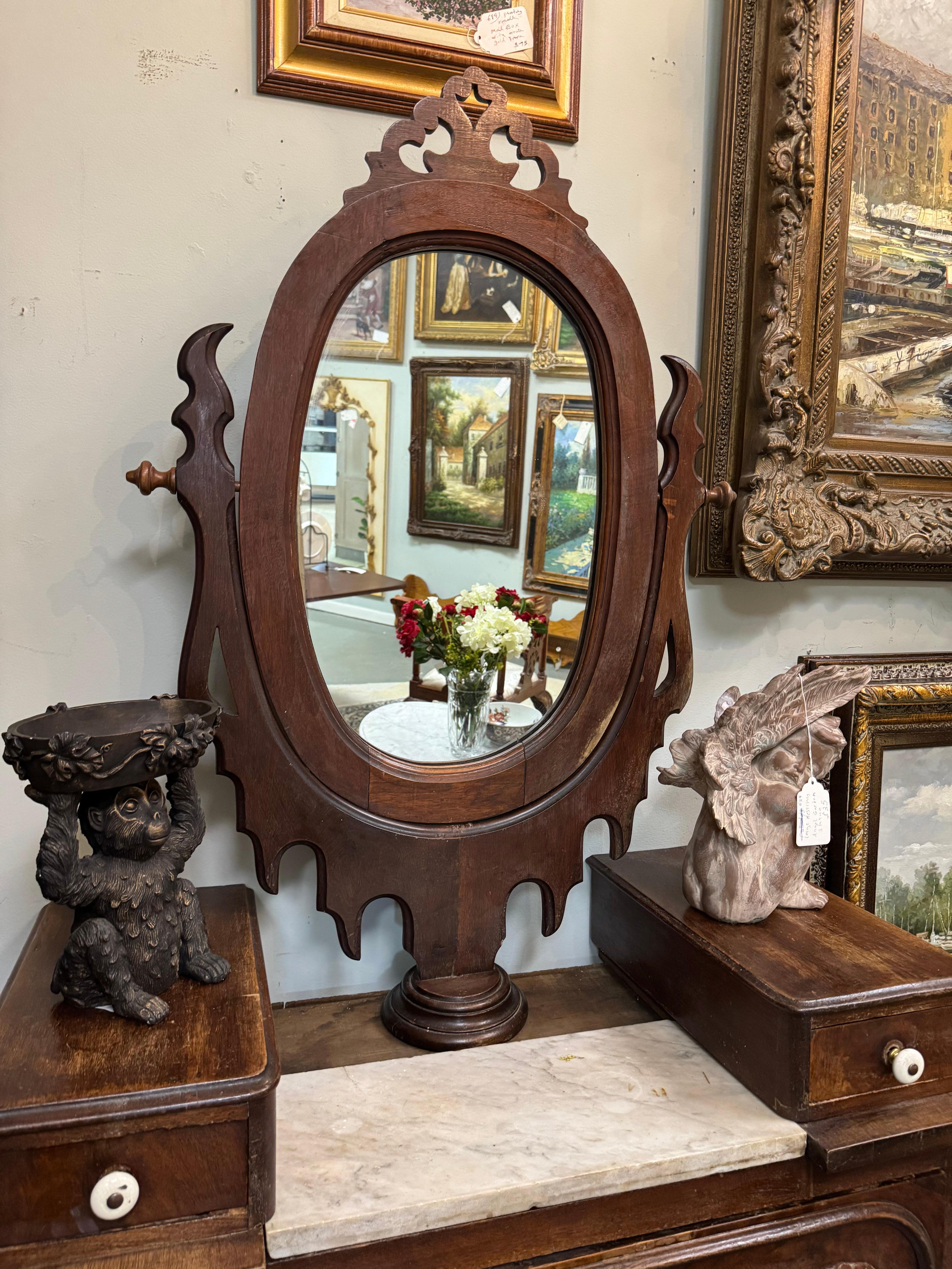 Antique Victorienne Commode à dessus de marbre sculpté en noyer avec Mirror, circa 1890 en vente 3
