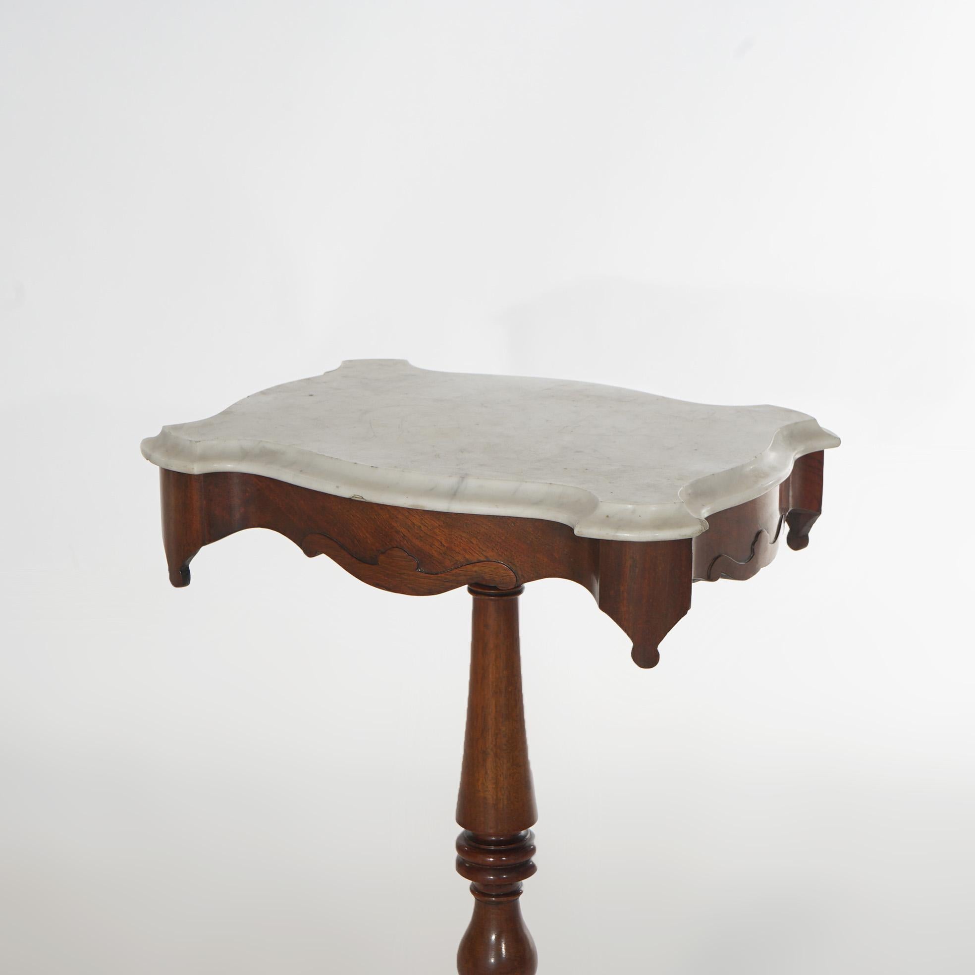 Antique Victorian Carved Walnut Marble Top Side Table Circa 1880 4