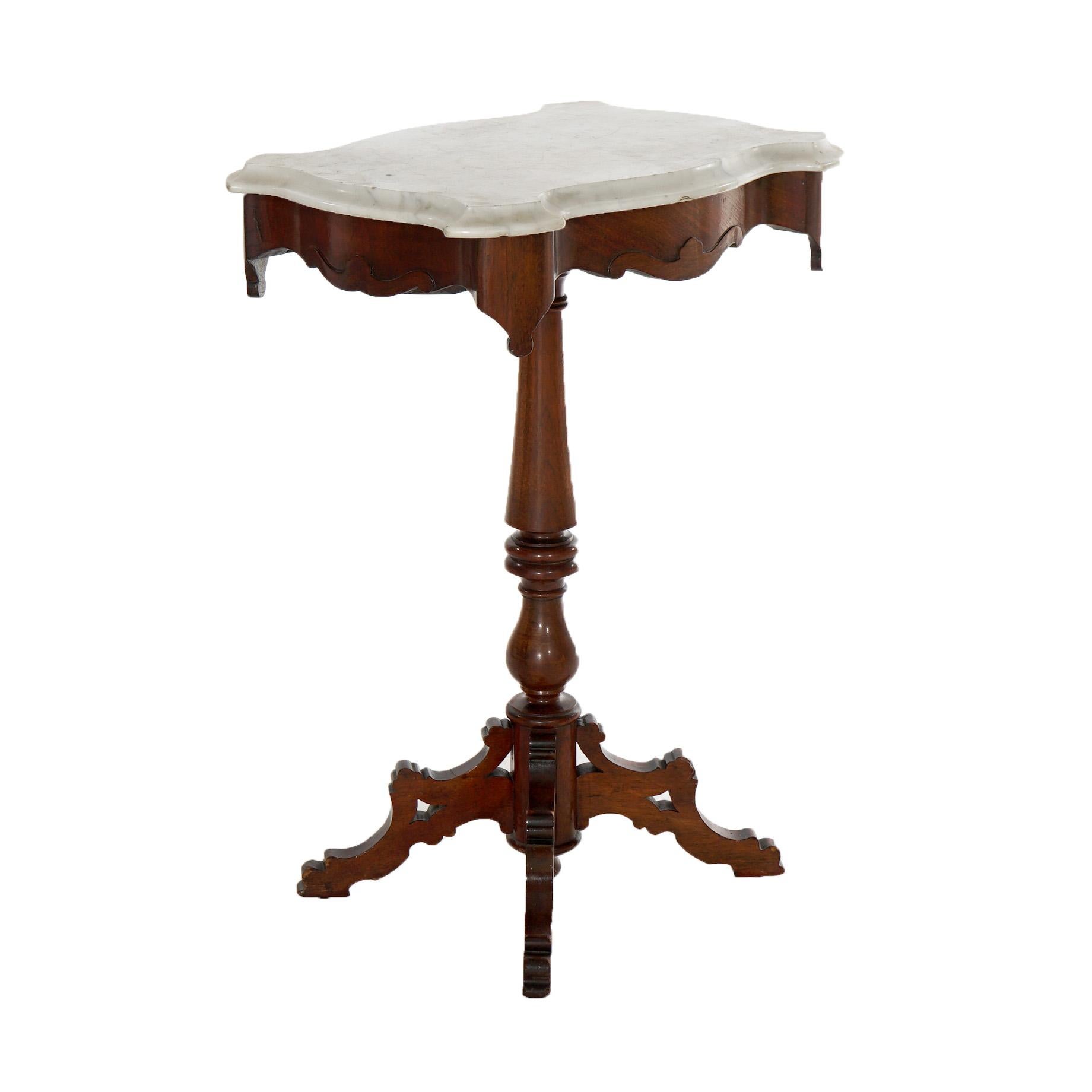 Antique Victorian Carved Walnut Marble Top Side Table Circa 1880 6