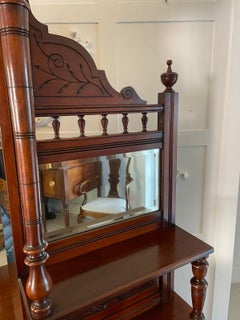 Antique Victorian Carved Walnut Mirror Back Sideboard