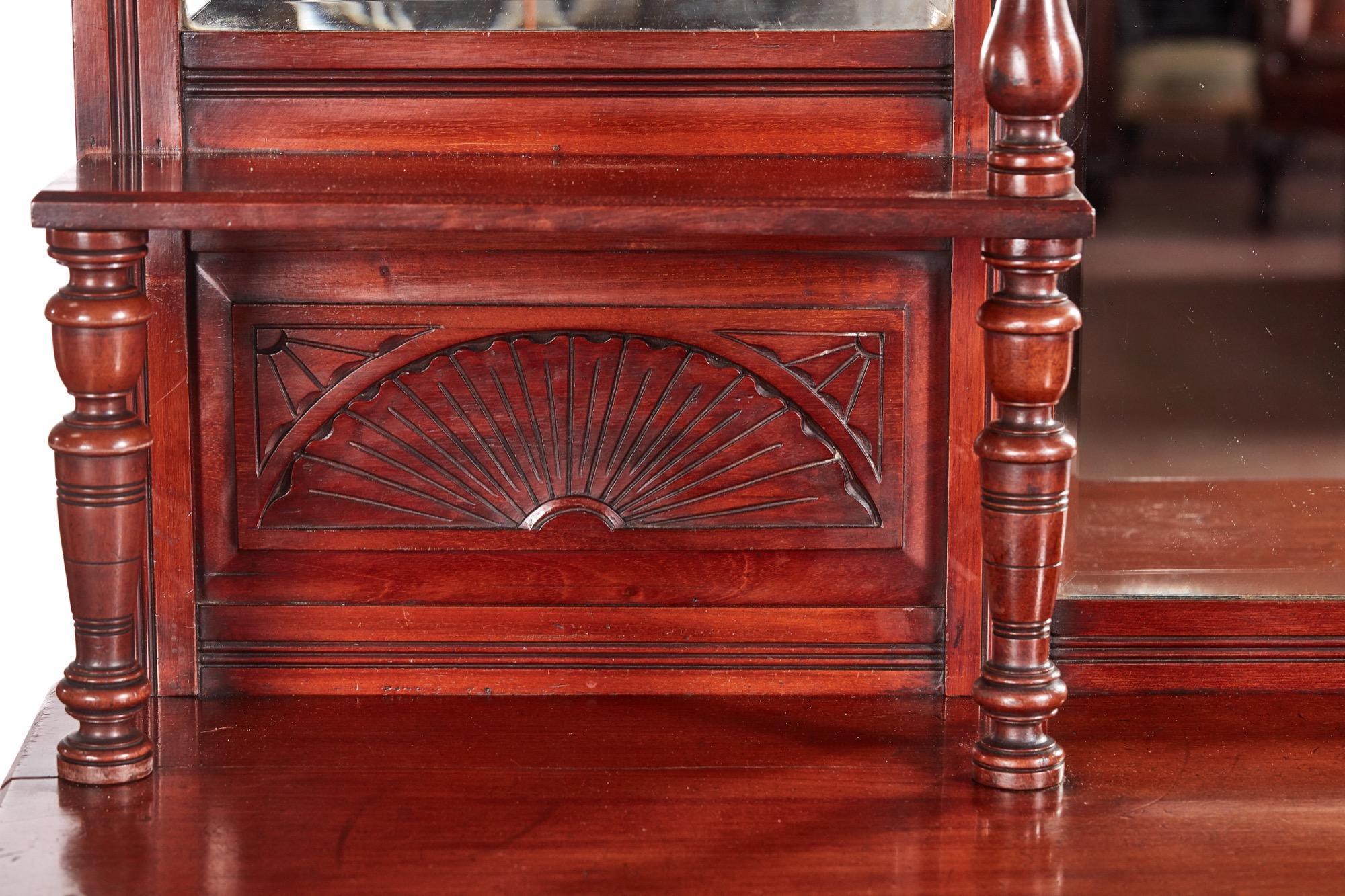 Antique Victorian Carved Walnut Mirror Back Sideboard In Excellent Condition In Suffolk, GB