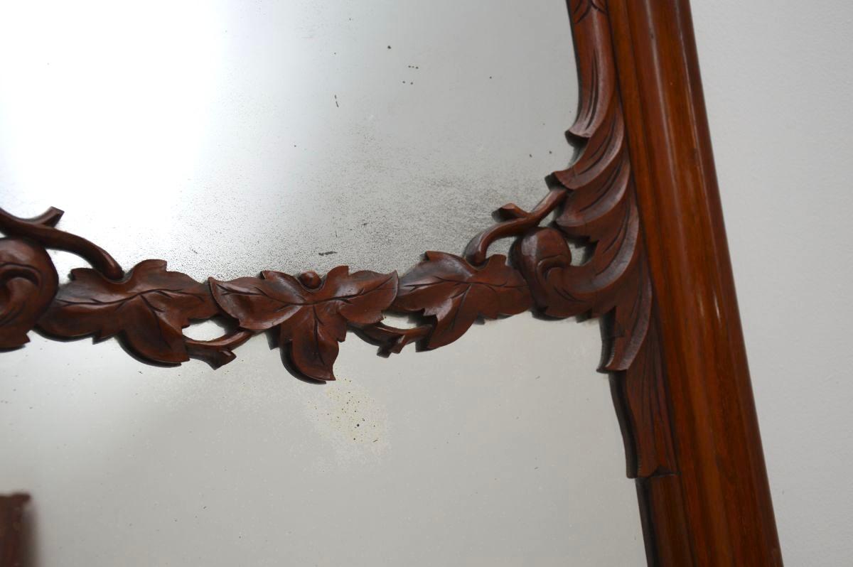 Mid-19th Century Antique Victorian Carved Walnut Mirror For Sale
