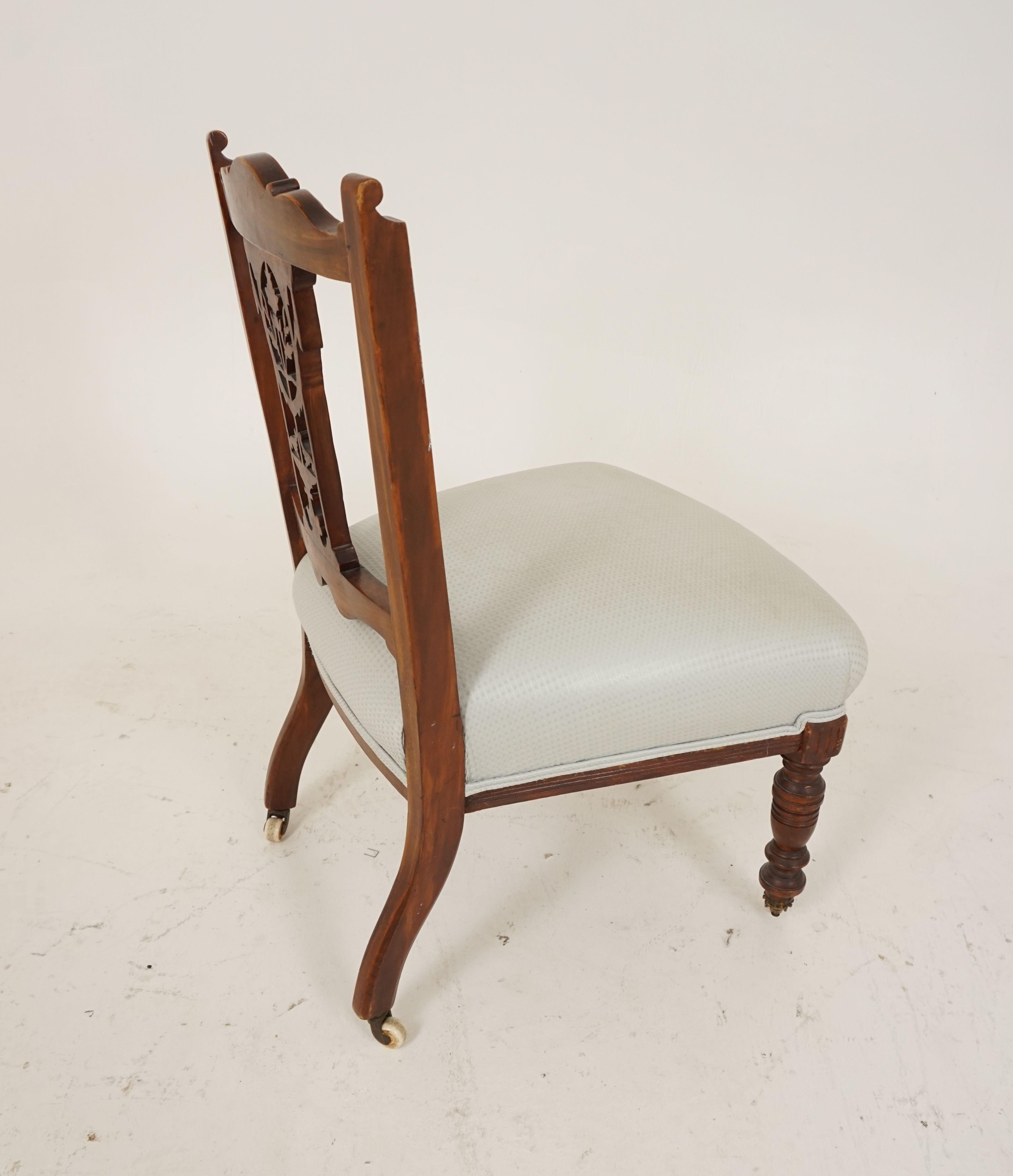 Antique Victorian, Carved Walnut Nursing and Praying Chair, Scotland 1890, B2078 In Good Condition In Vancouver, BC