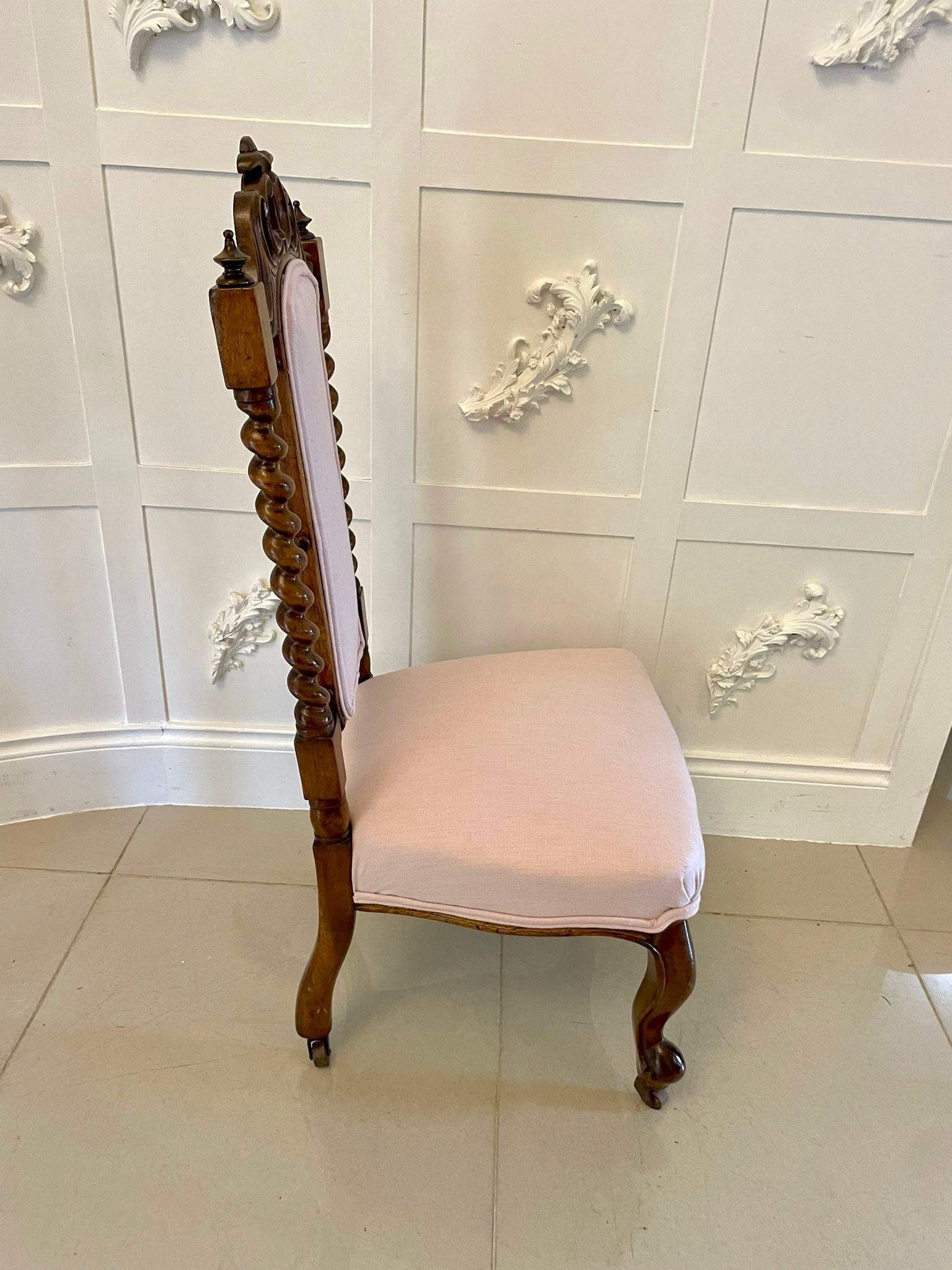 English Antique Victorian Carved Walnut Side Chair For Sale