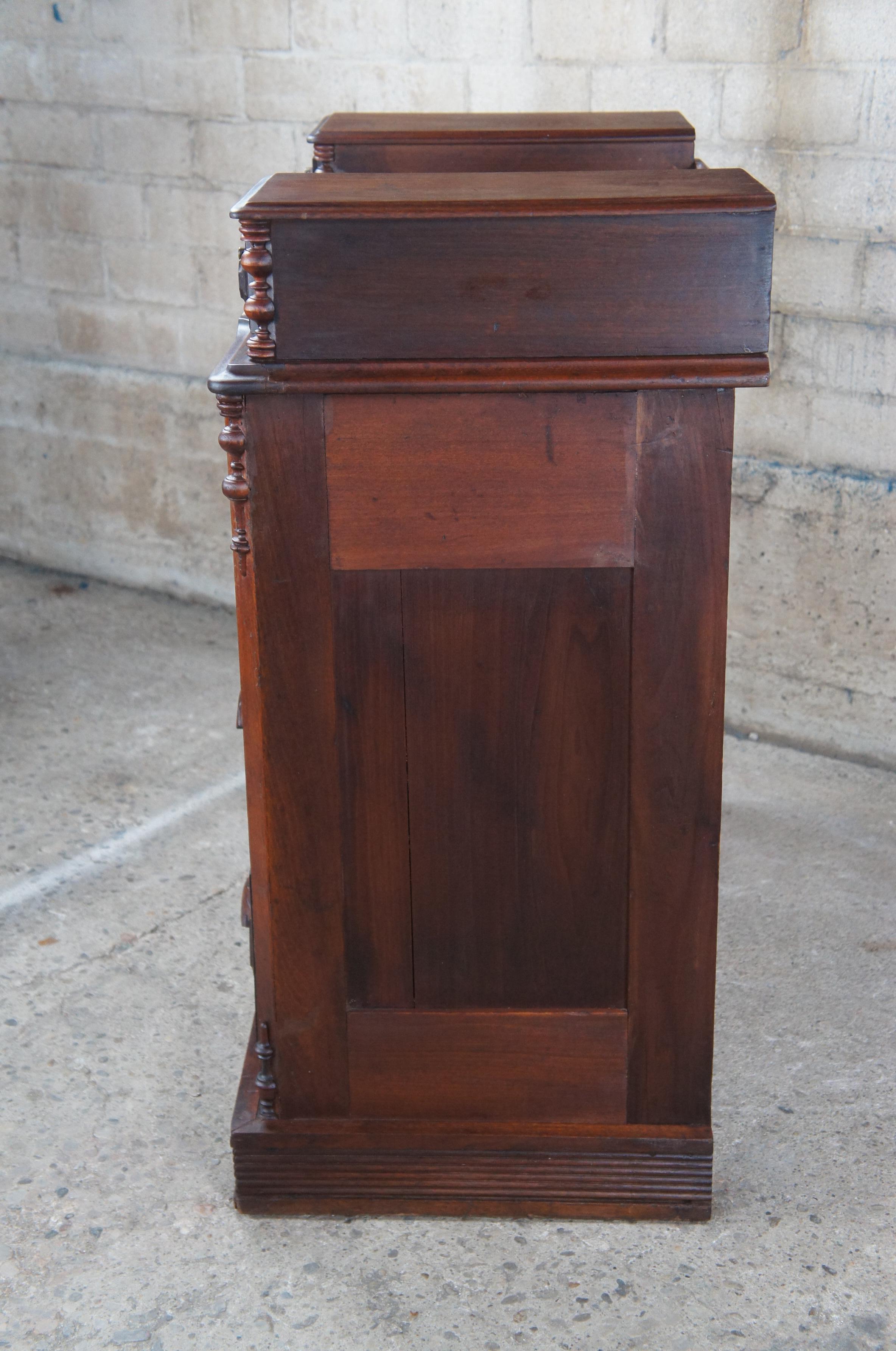 Antique Victorian Carved Walnut Step Back Dresser Chest Marble Glovebox Drawers 6