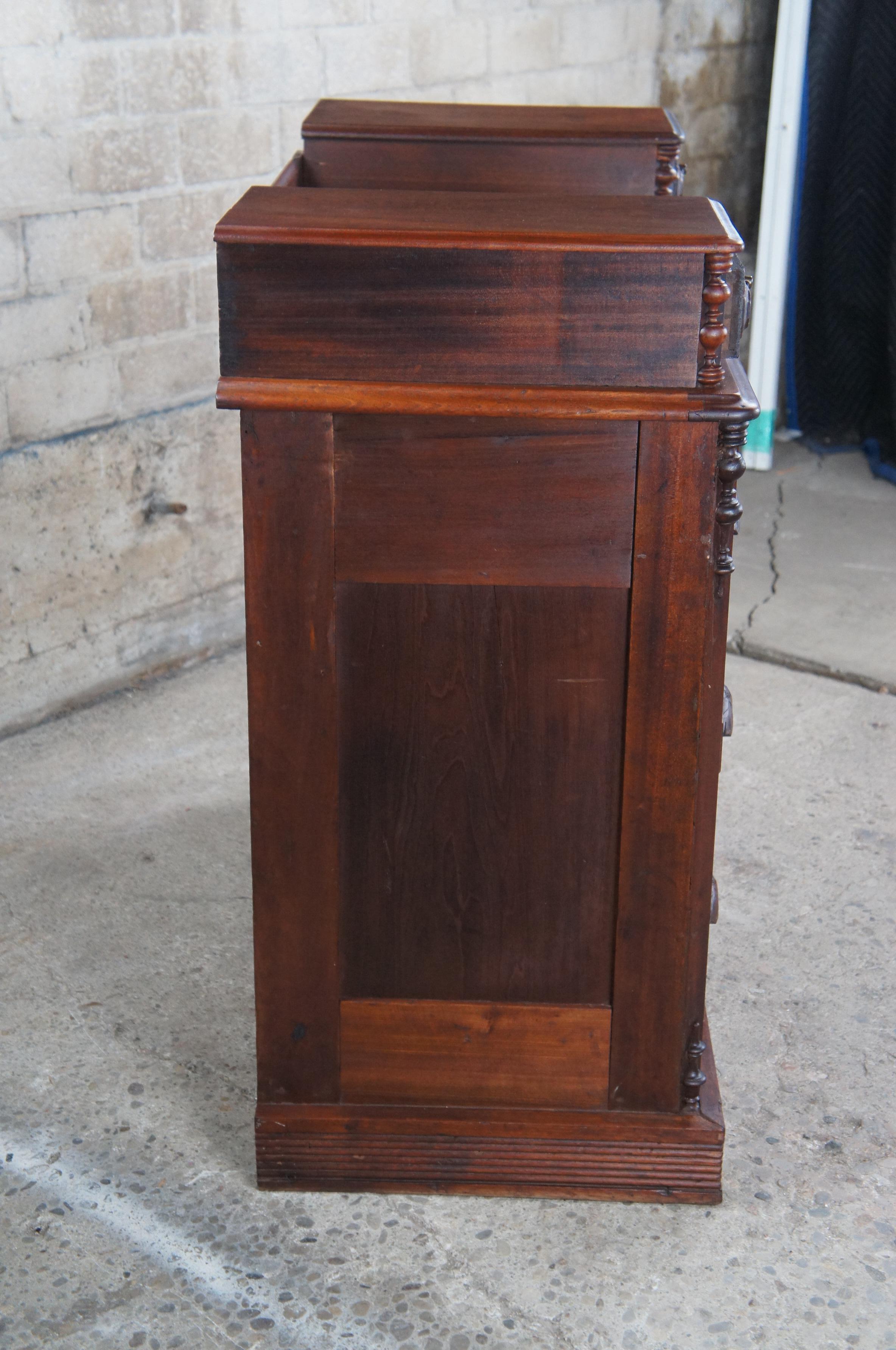 Antique Victorian Carved Walnut Step Back Dresser Chest Marble Glovebox Drawers 8
