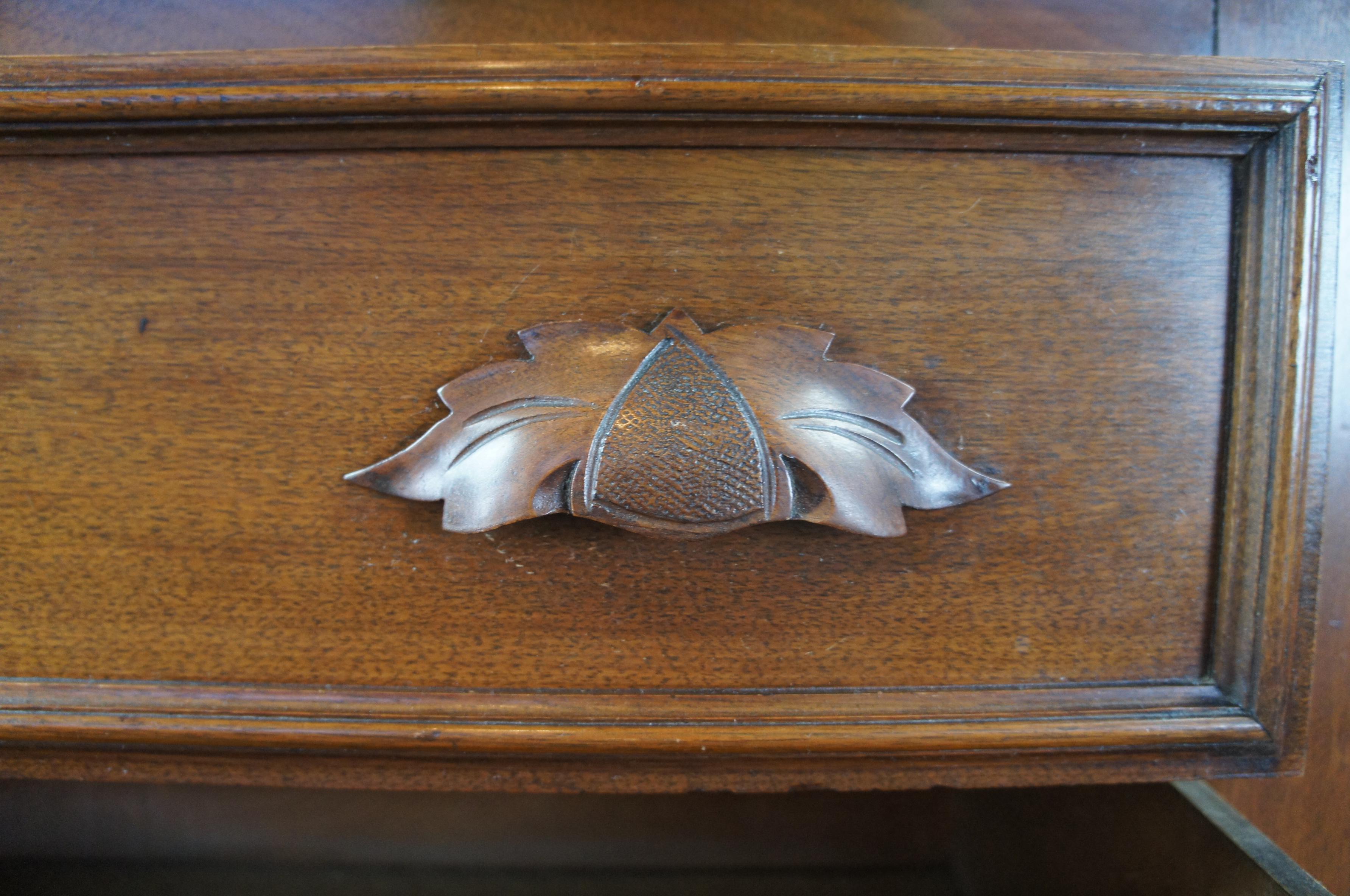 Late 19th Century Antique Victorian Carved Walnut Step Back Dresser Chest w Glovebox Drawers
