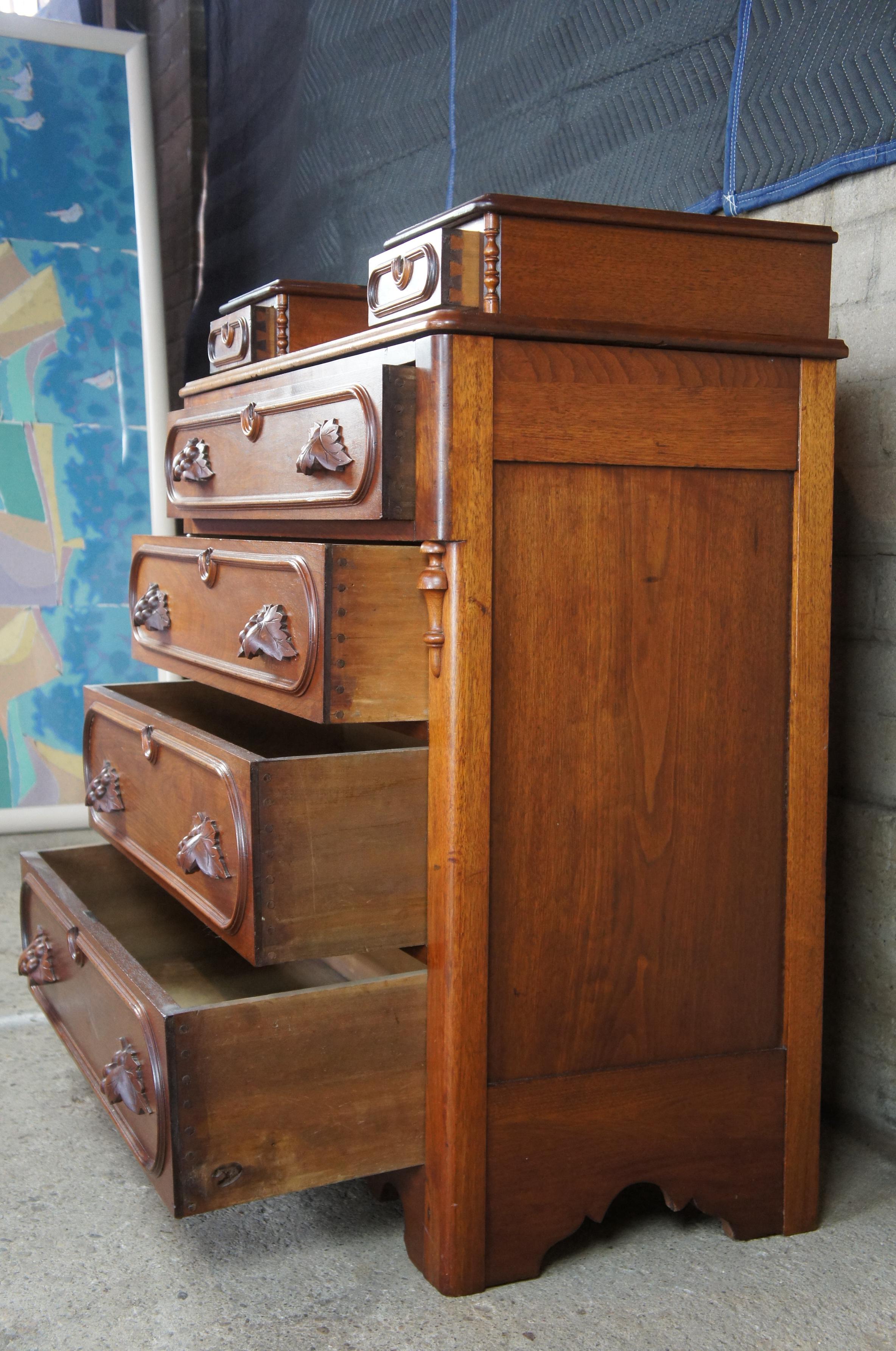 antique dresser with glove boxes