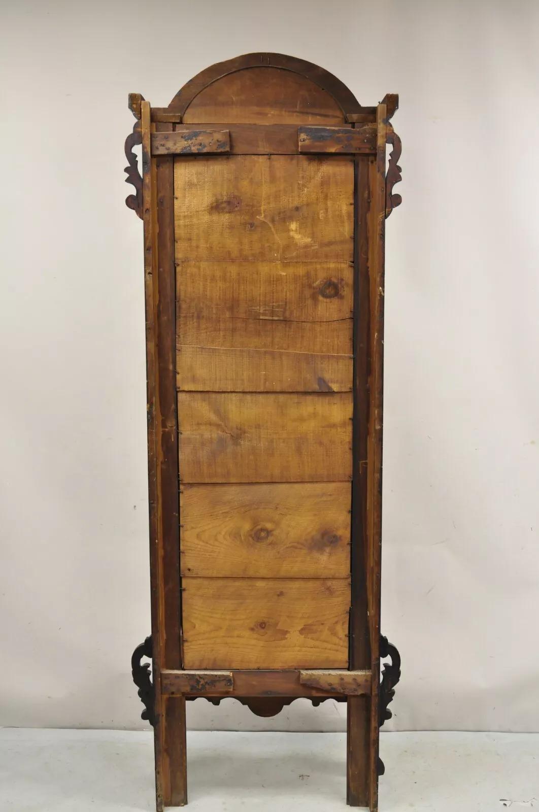 Antique Victorian Carved Walnut Tall Hall Entryway Pier Mirror with Figures 5