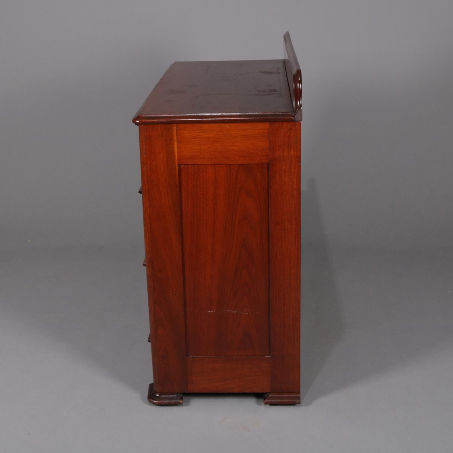 Antique Victorian Carved Walnut Three-Drawer Chest of Drawers, circa 1890 In Good Condition In Big Flats, NY