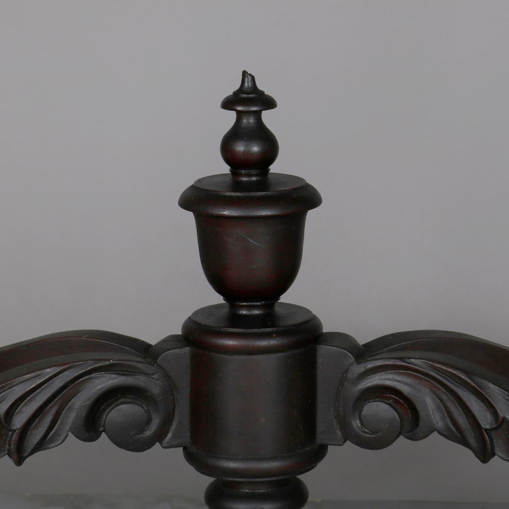 Antique Victorian Carved Walnut Turtle Top Marble-Top Table, circa 1890 1