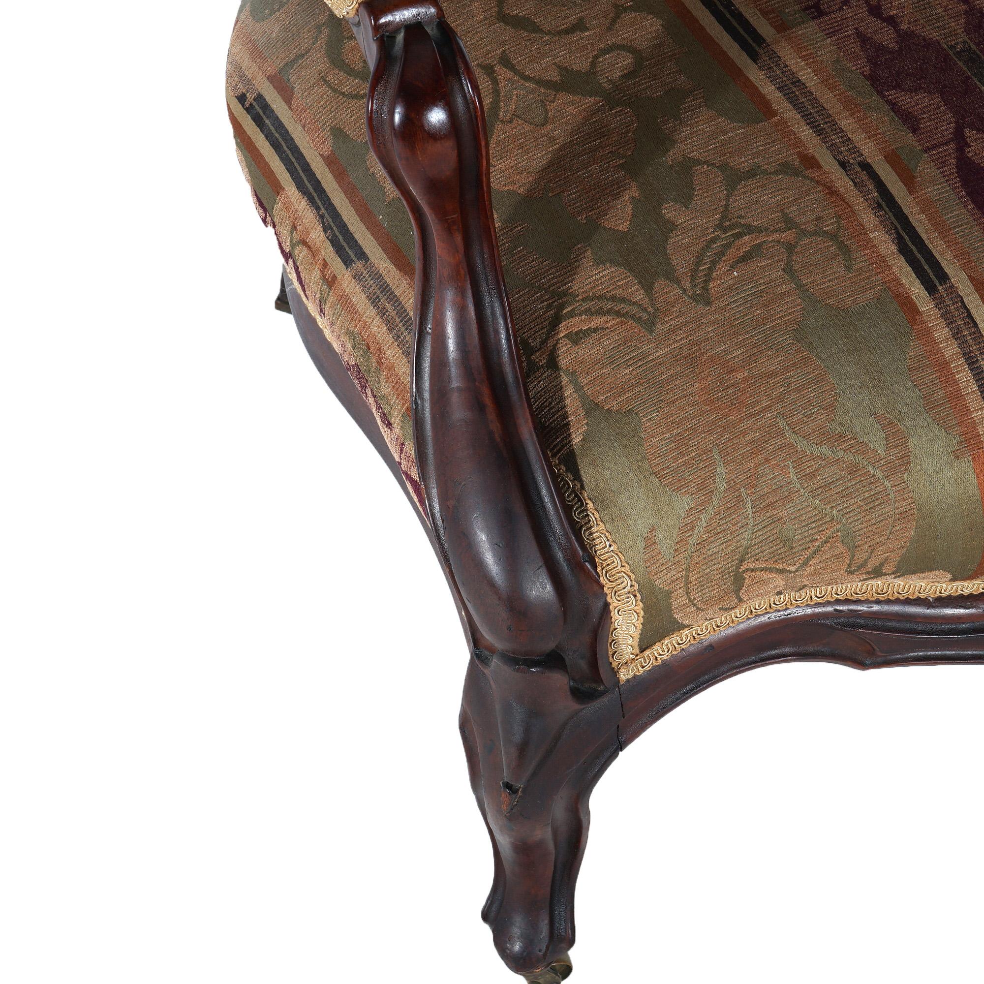 Antike viktorianische geschnitzt Nussbaum gepolstert Gentleman's Chair C1890 im Angebot 4