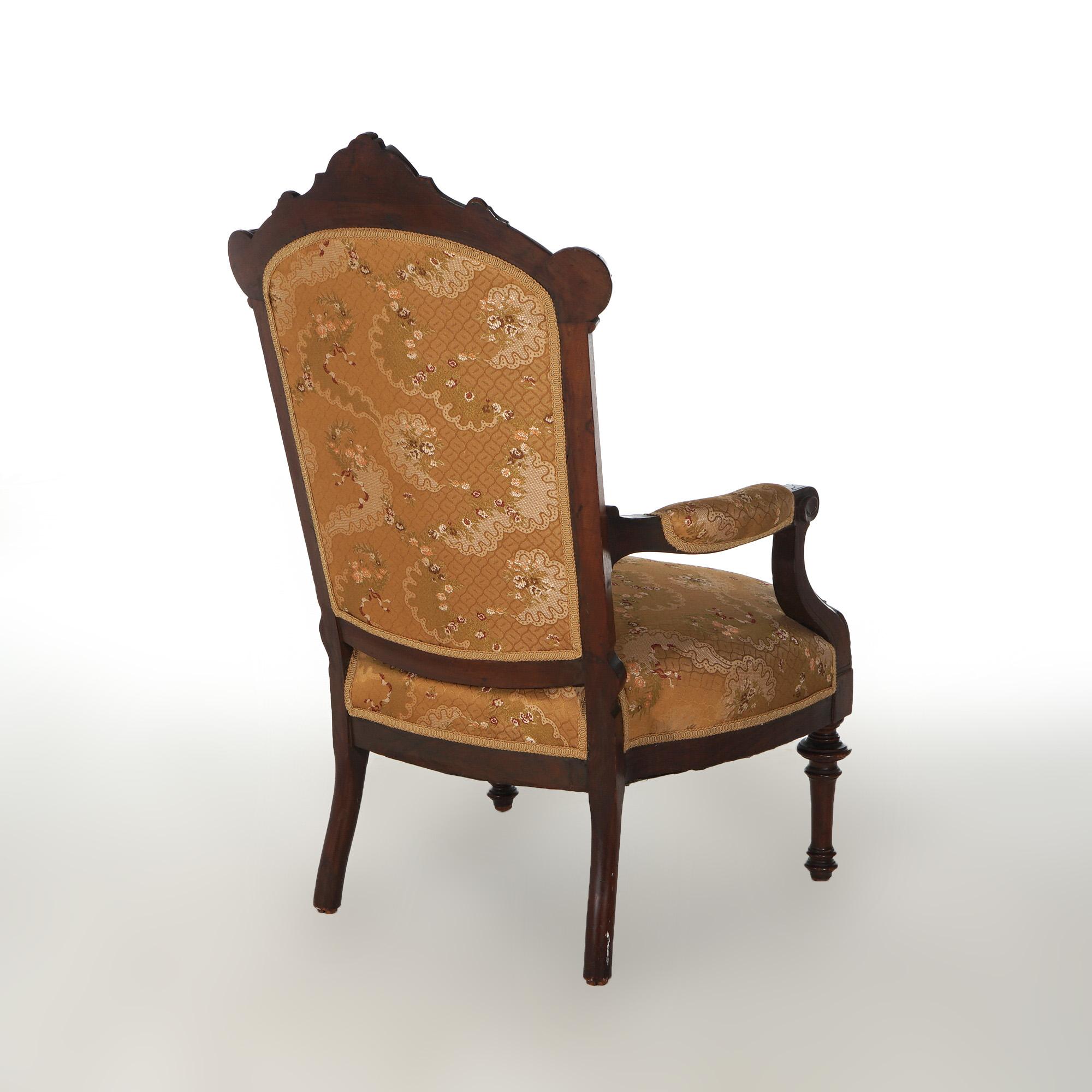 Ancienne chaise victorienne en noyer sculpté pour homme, C1890 en vente 4