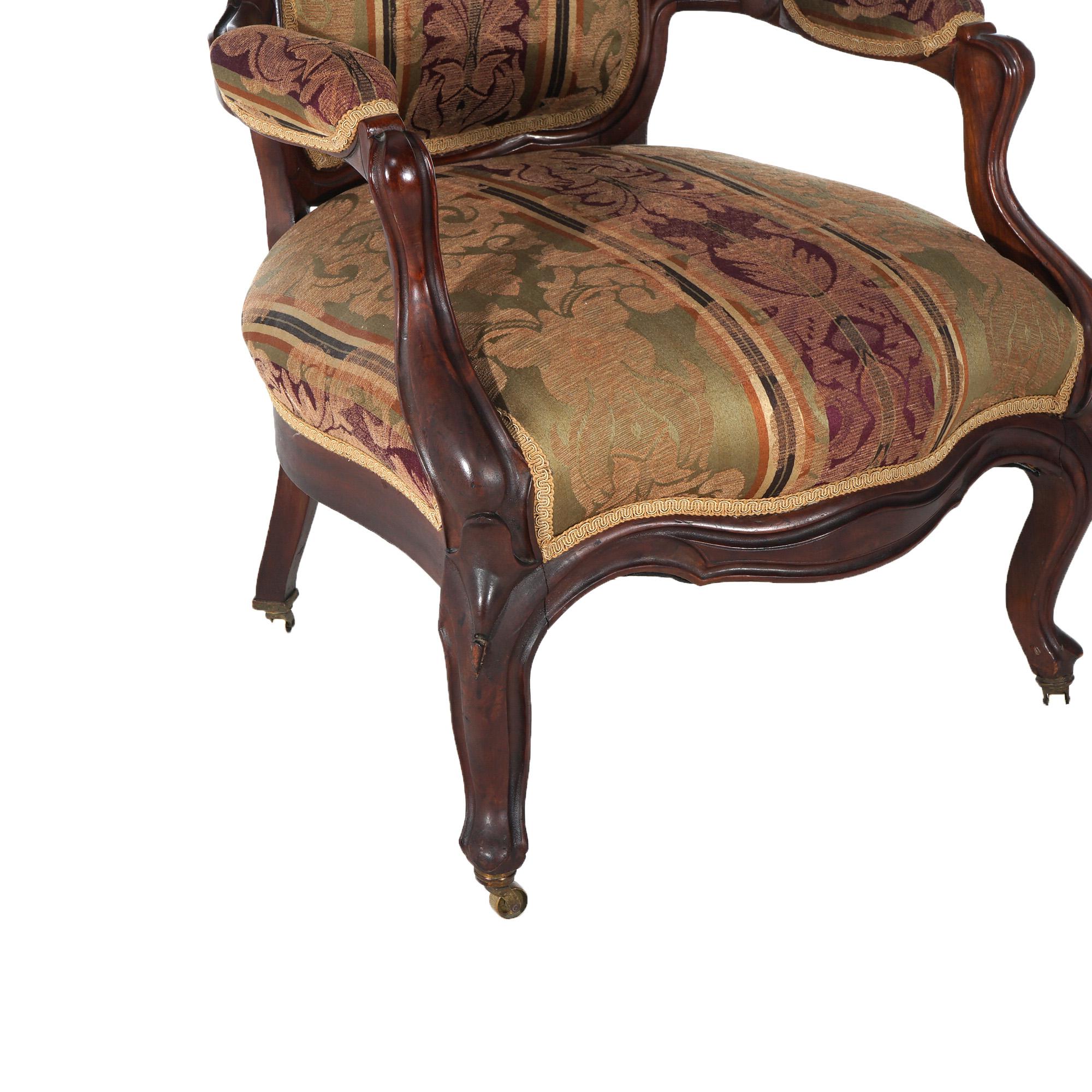 Antike viktorianische geschnitzt Nussbaum gepolstert Gentleman's Chair C1890 im Angebot 5