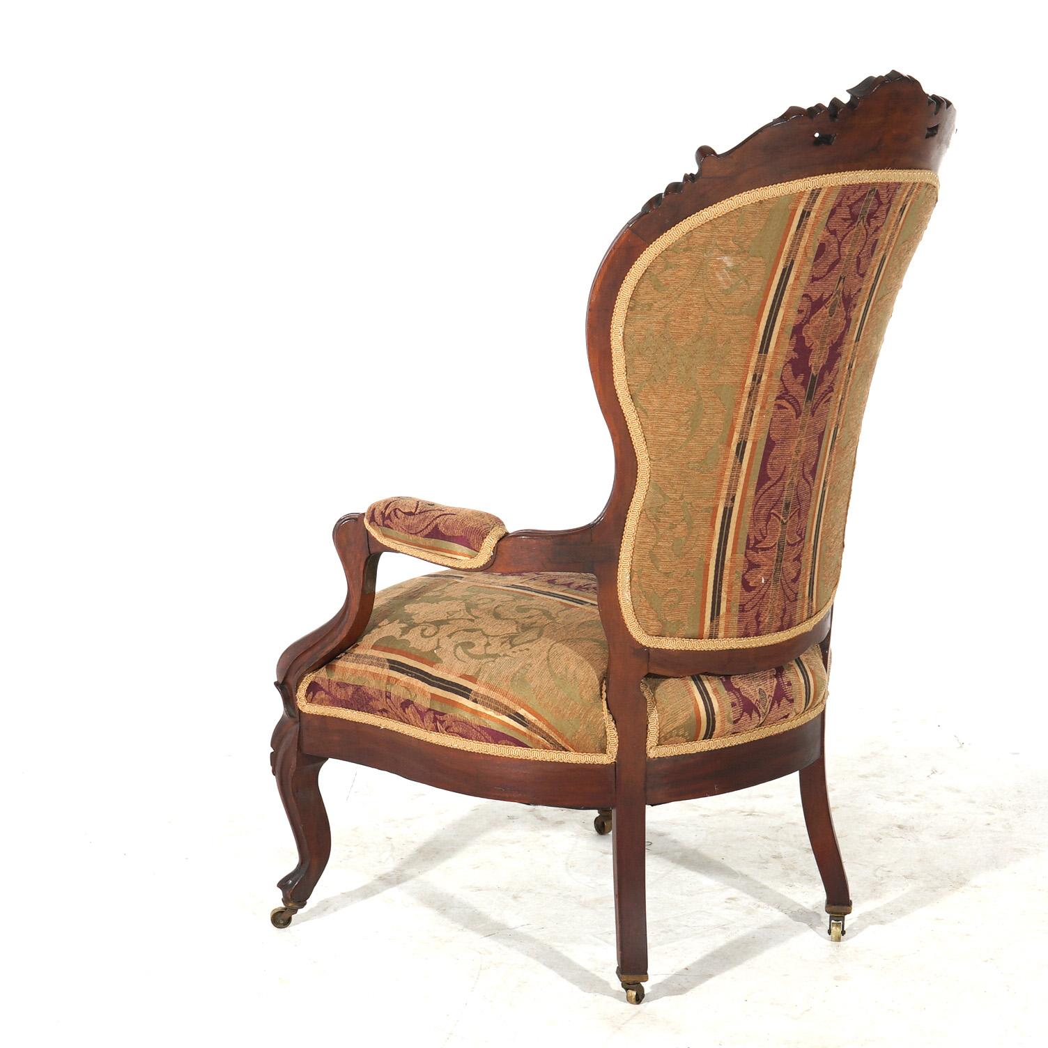 Antike viktorianische geschnitzt Nussbaum gepolstert Gentleman's Chair C1890 (Polster) im Angebot