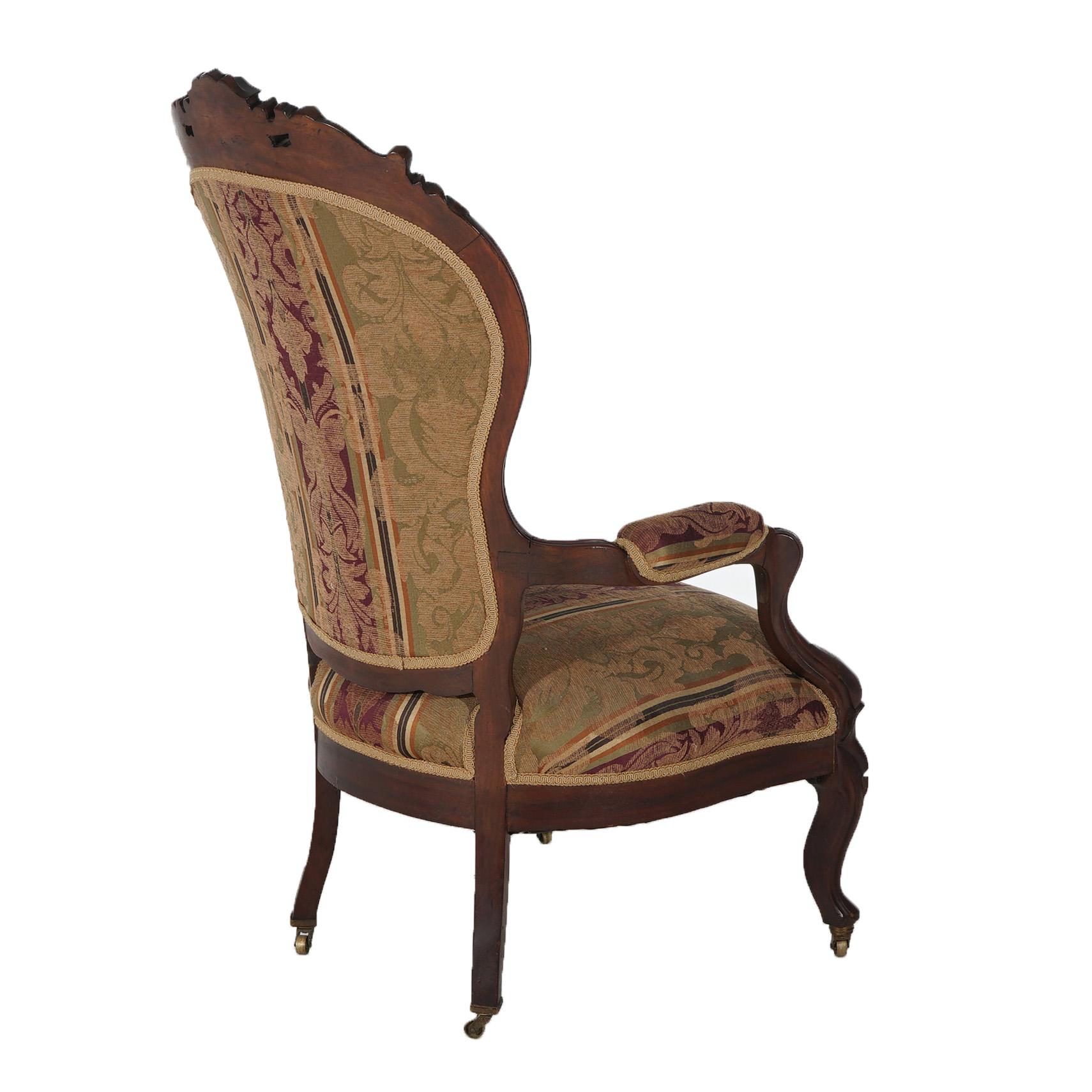 Antike viktorianische geschnitzt Nussbaum gepolstert Gentleman's Chair C1890 im Angebot 1