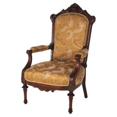 Antike viktorianische geschnitzt Nussbaum gepolstert Gentleman's Chair C1890