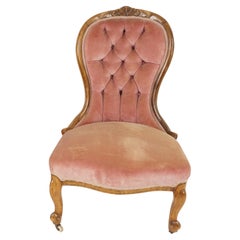 Antique Victorian Carved Walnut Upholstered Ladies chair, Scotland 1880, H1152