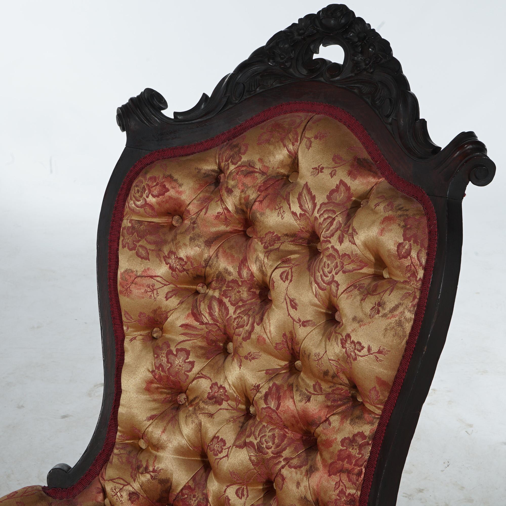 ***Ask About Reduced In-House Delivery Rates - Reliable Professional Service & Fully Insured***

Antique Victorian Carved Walnut & Upholstered Button-Back Lady’s Boudoir Chair C1890

Measures - 42.5