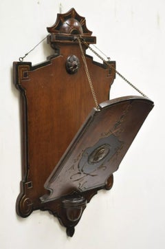 Antique Victorian Carved Walnut Wall Hanging Letter Mail Document Holder