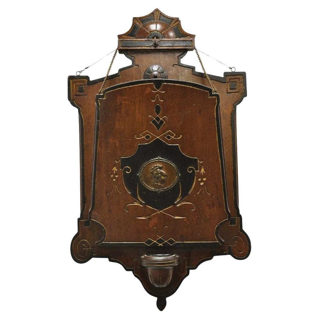 Antique Victorian Carved Walnut Wall Hanging Letter Mail Document Holder