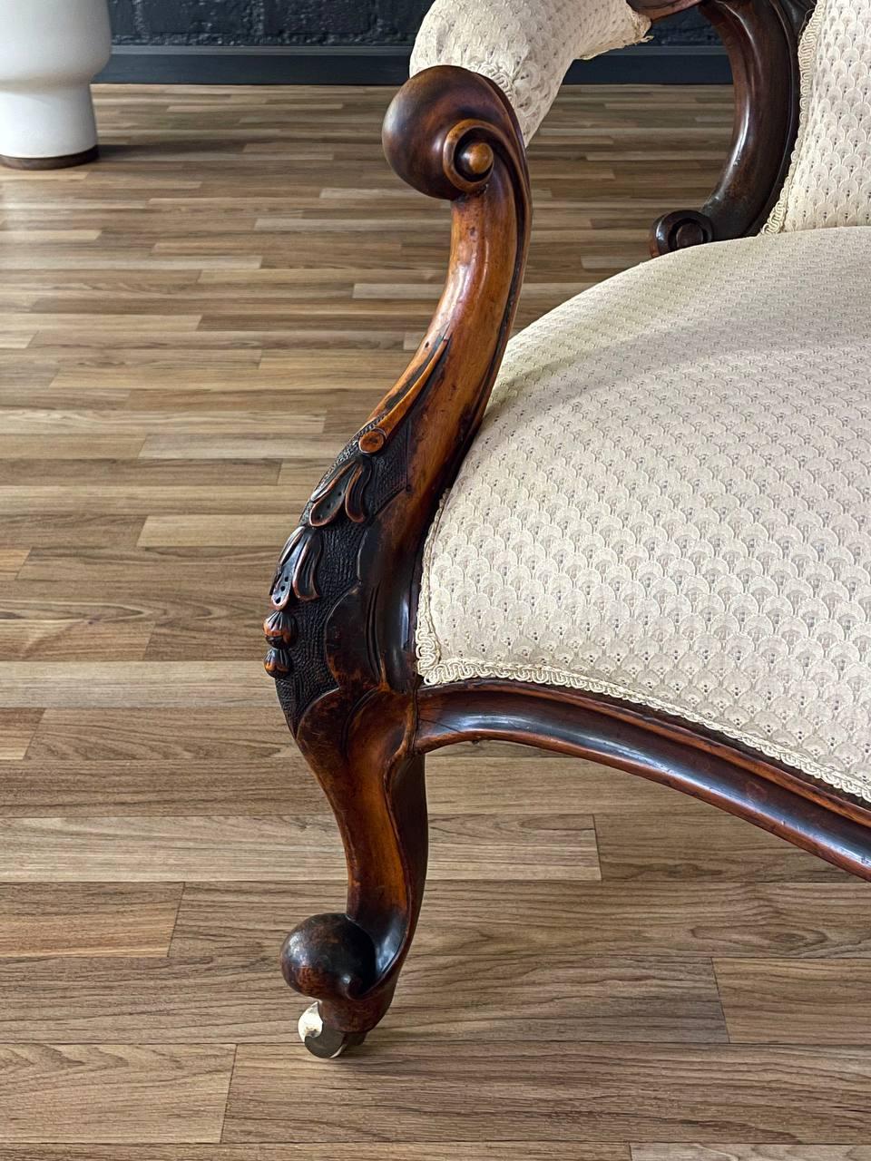 Antique Victorian Carved Wood Arm Chair For Sale 4