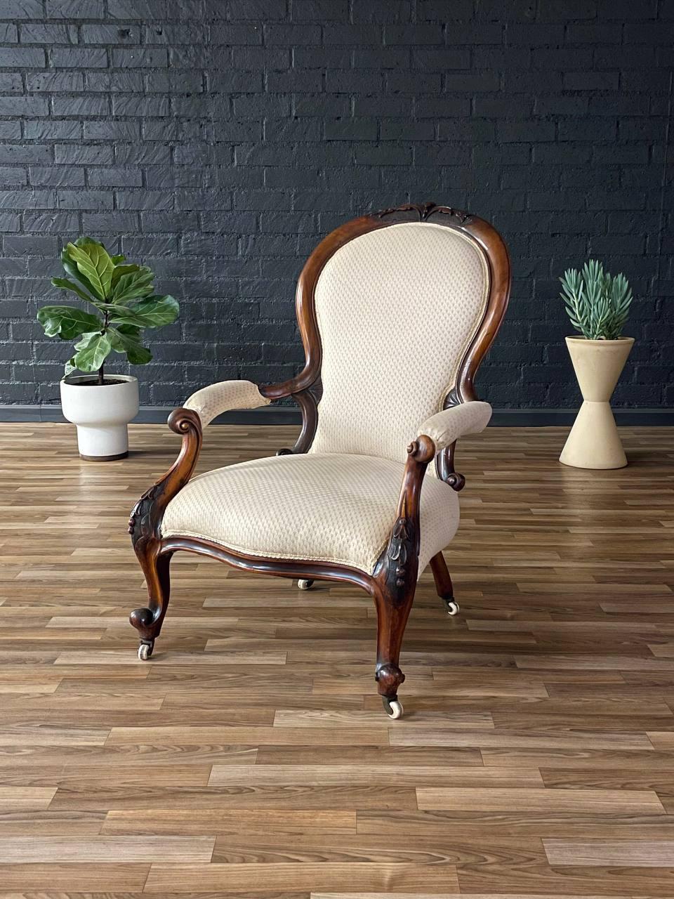 Condition: Original Vintage Condition 

Materials: Carved Wood, Original Upholstery
Style: Antique Victorian