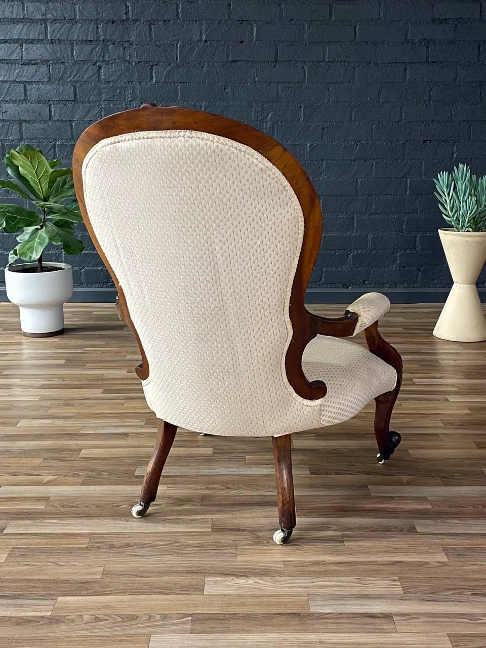 Antique Victorian Carved Wood Arm Chair For Sale 1