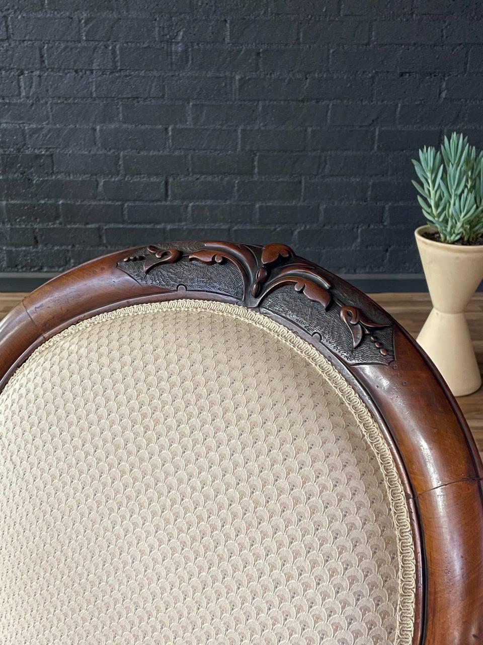 Antique Victorian Carved Wood Arm Chair For Sale 2