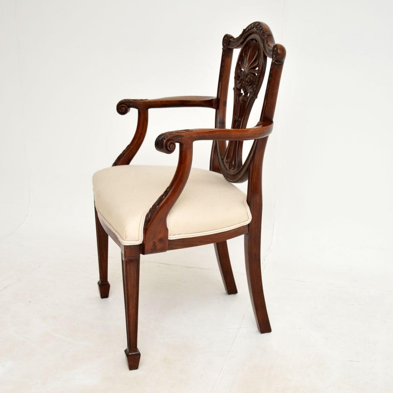 Antique Victorian Carved Wood Armchair / Desk Chair For Sale at 1stDibs