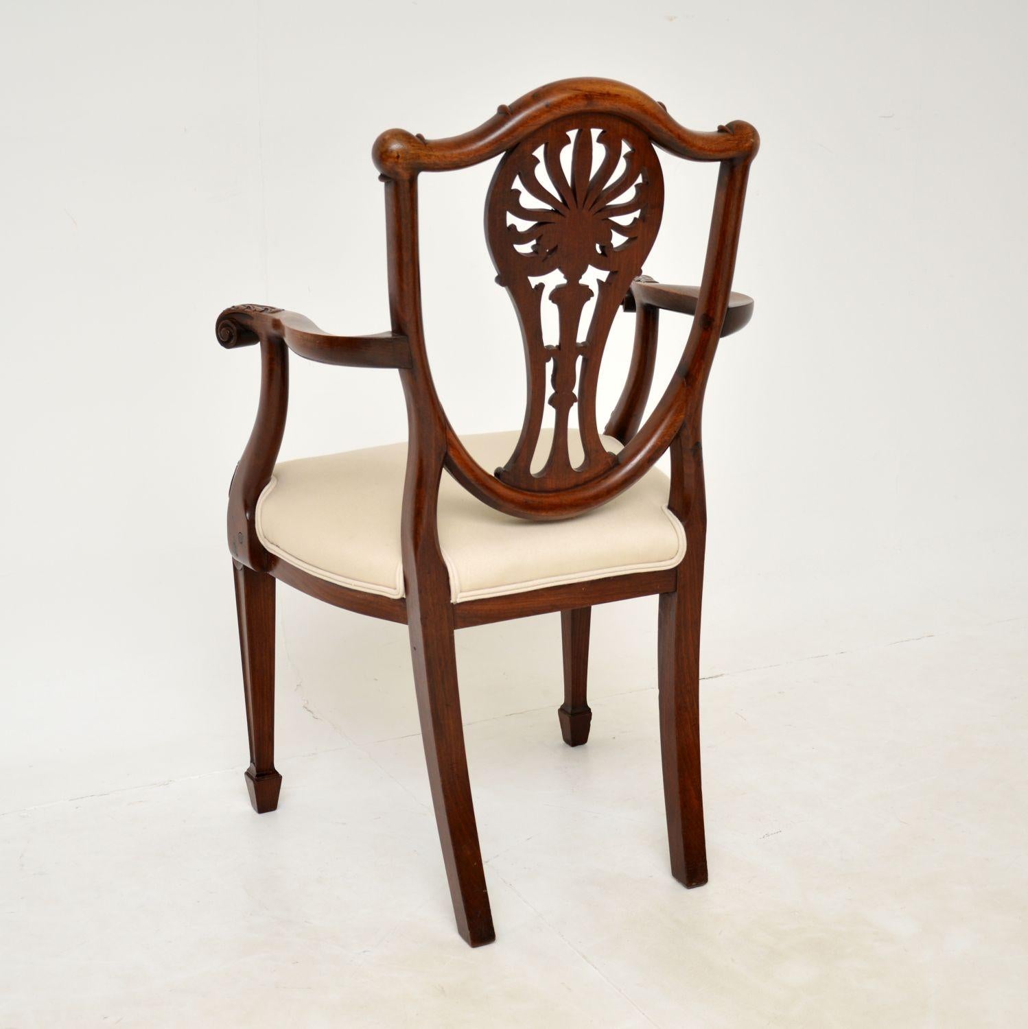 Georgian Antique Victorian Carved Armchair / Desk Chair For Sale