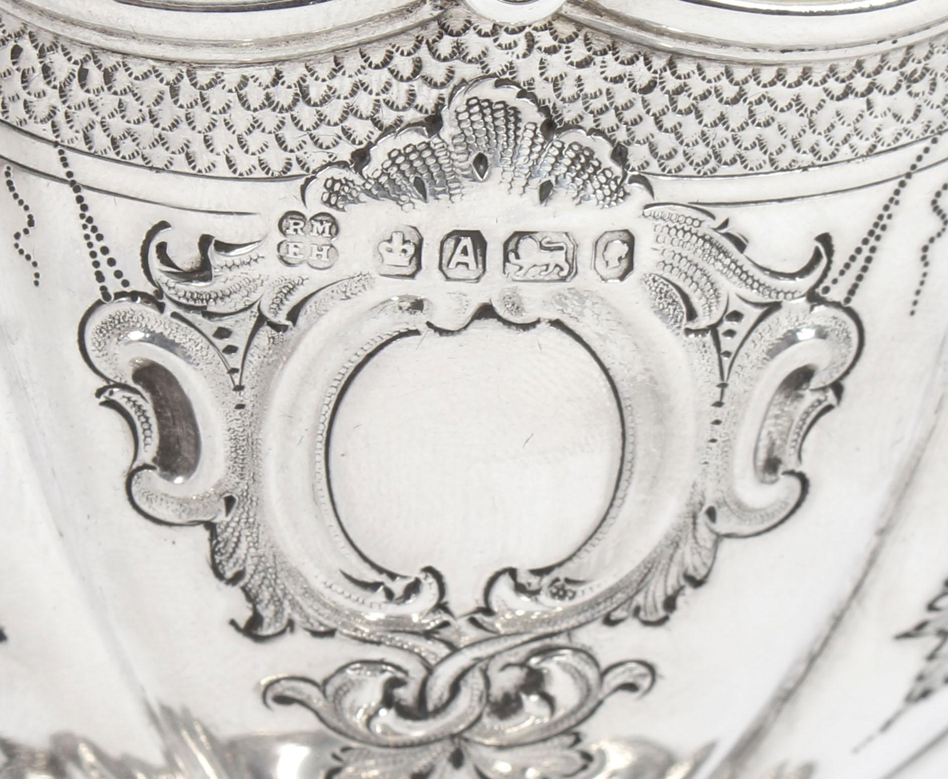 Mid-19th Century Antique Victorian Cased Sterling Silver Sugar Bowl & Sifter, 1868, 19th Century