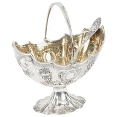 Antique Victorian Cased Sterling Silver Sugar Bowl & Sifter, 1868, 19th Century