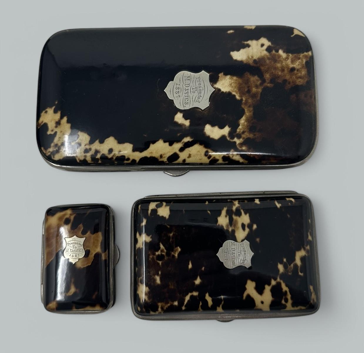 Antiguo Cofre Victoriano Tortoiseshell Tarjetas de visita Regency Grand Tour 1837 Silver en venta
