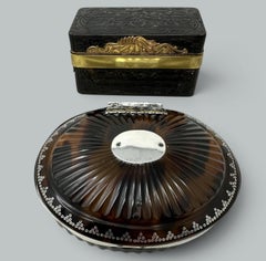 Coffret Victorien Ancien Ecaille de Tortue Bijoux Régence Grand Tour 1840