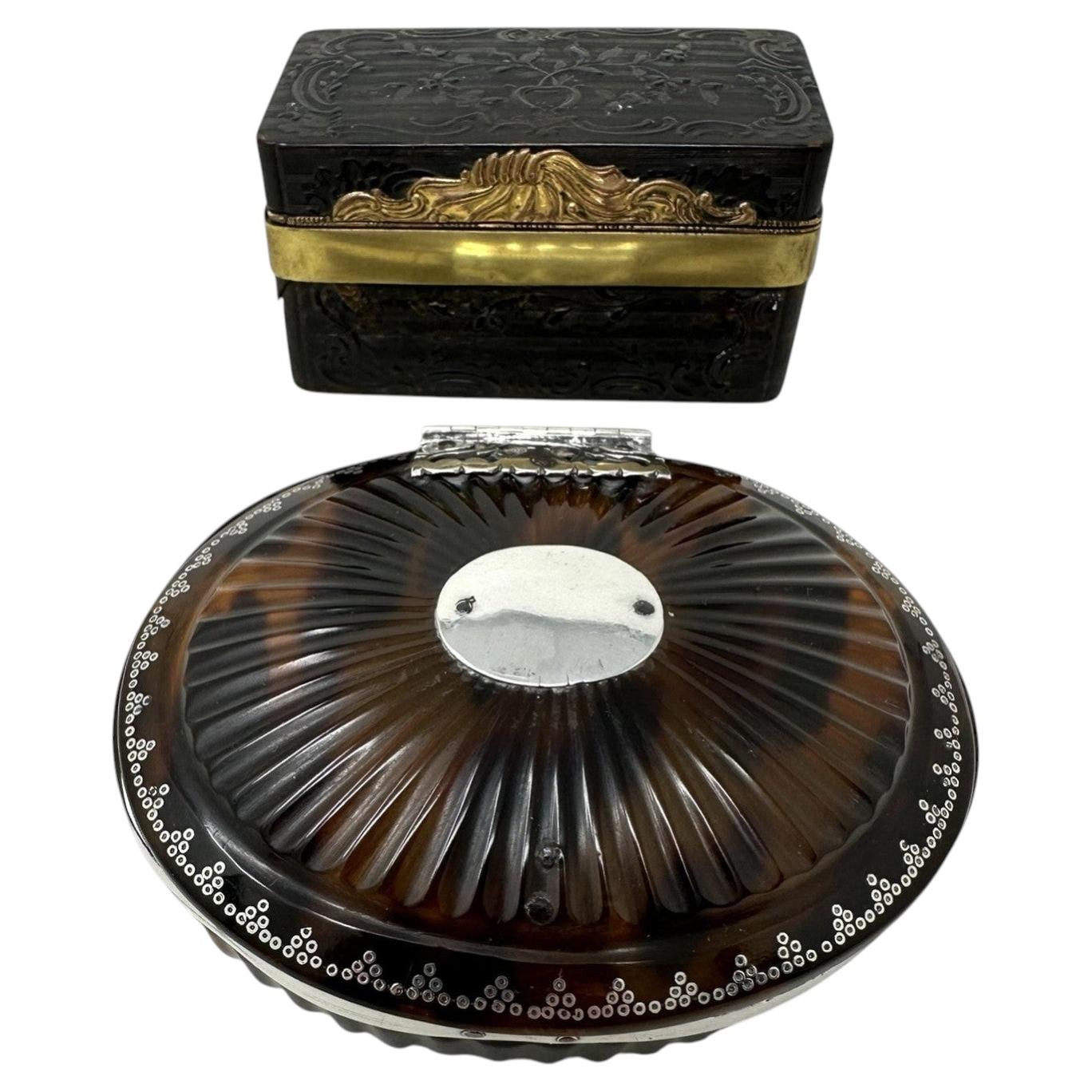Antique Victorian Casket Tortoiseshell Trinket Jewellery Regency Grand Tour 1840