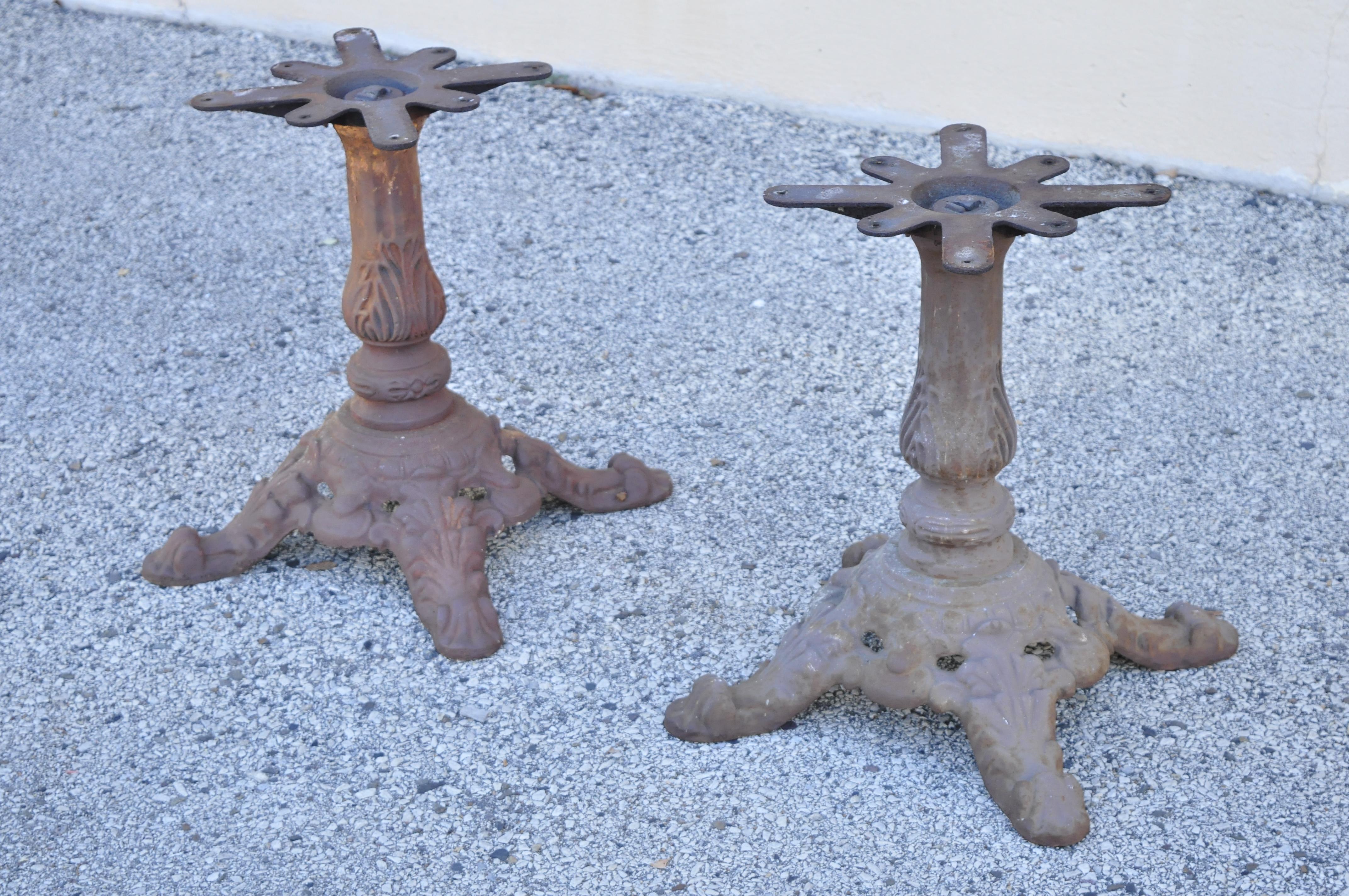 Antique Victorian Cast Iron Pedestal Base Paw Foot Coffee Side Table Base 4