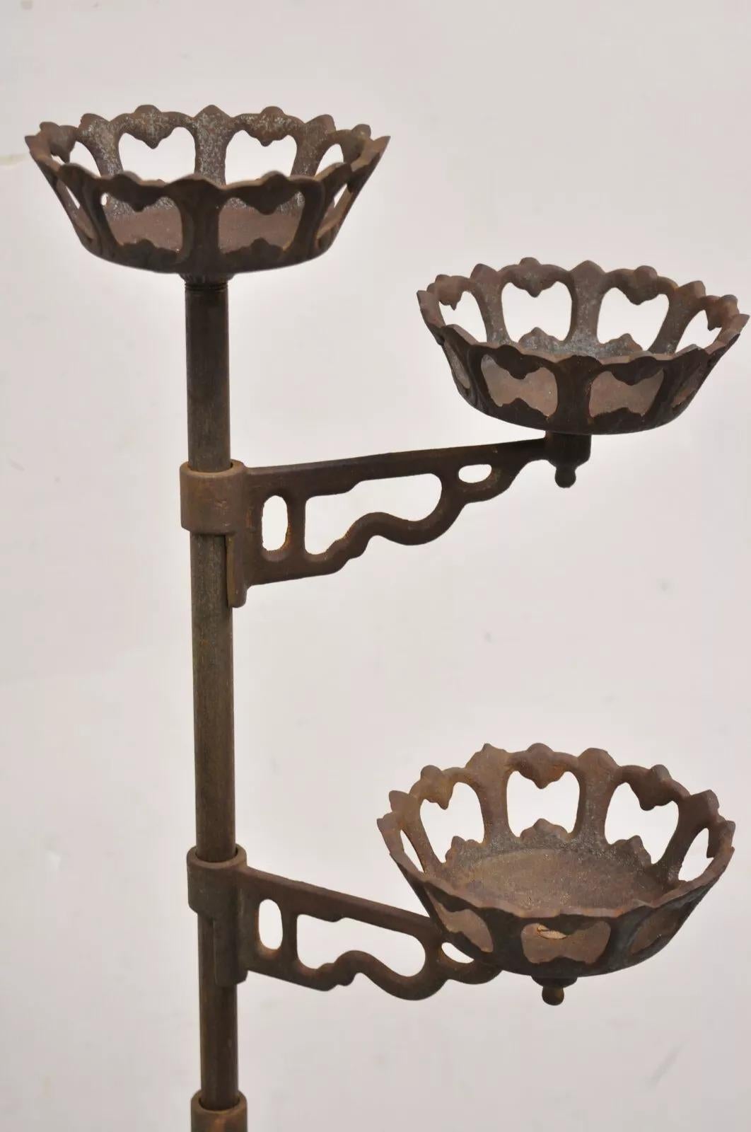 Unknown Antique Victorian Cast Iron 9 Tier 8 Arm Swing Pedestal Plant Stand