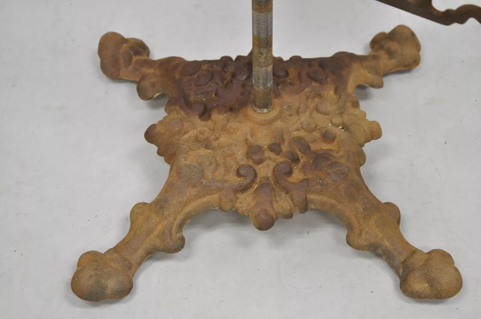 Antique Victorian Cast Iron 9 Tier 8 Arm Swing Pedestal Plant Stand In Good Condition In Philadelphia, PA
