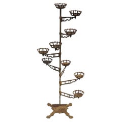 Antique Victorian Cast Iron 9 Tier 8 Arm Swing Pedestal Plant Stand