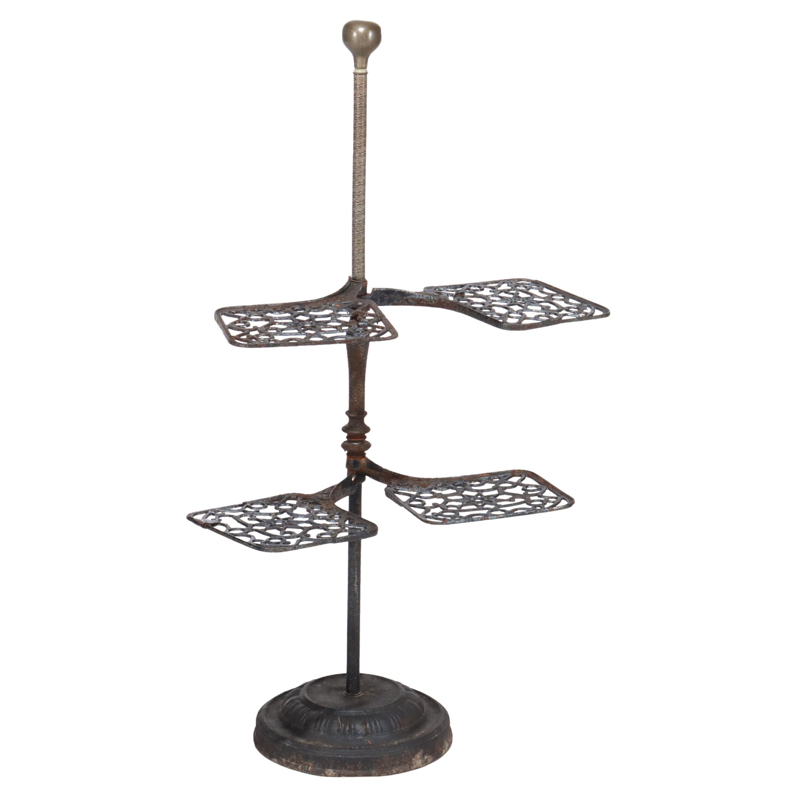 Antique Victorian Cast Iron Adjustable Plant Stand C1868