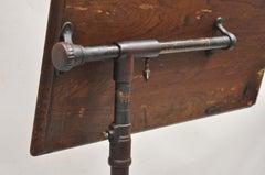 Antique Victorian Cast Iron Adjustable Small Surgical Drafting Table w/ Oak Top