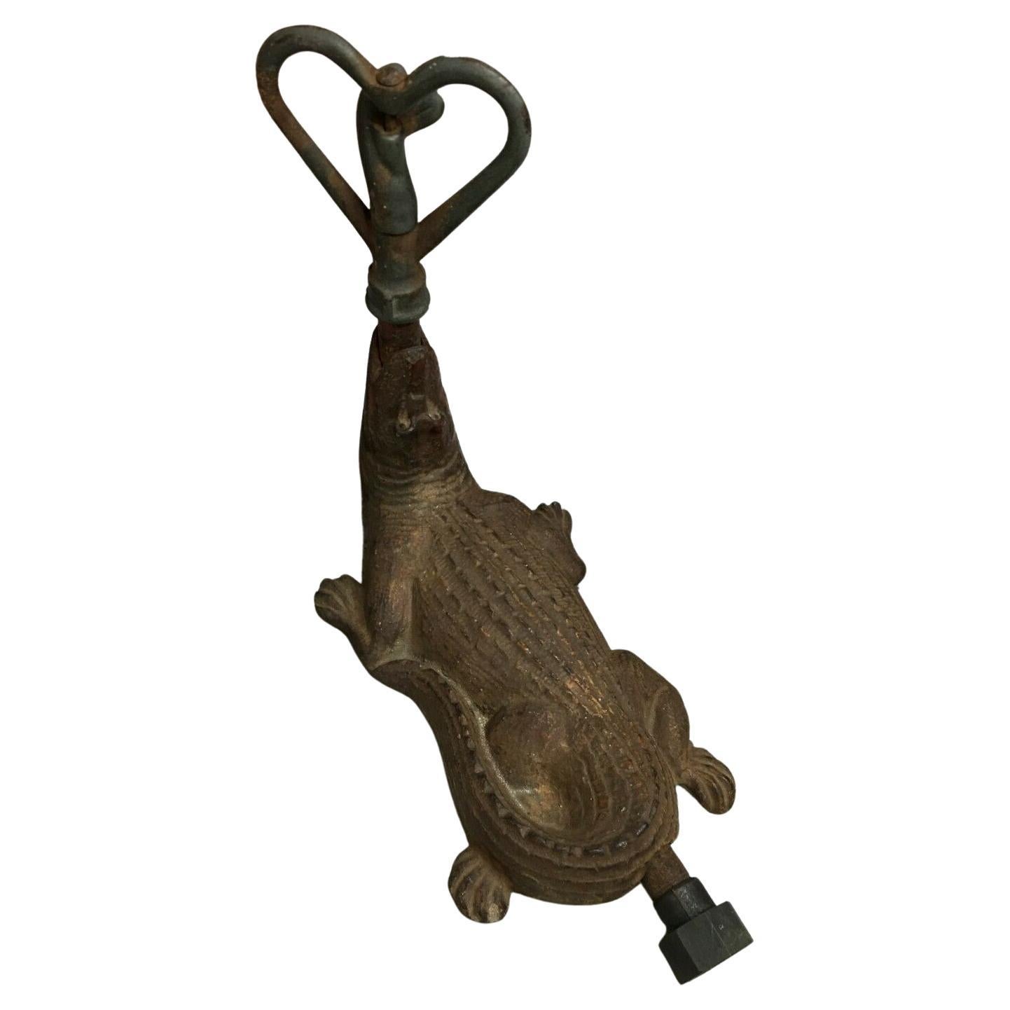 Antique Victorian Cast Iron Alligator/Crocodile Sprinkler Heart Sprinkling Head For Sale