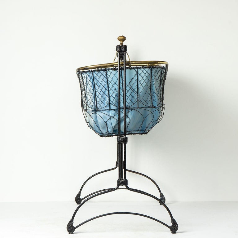 Antique Victorian Cast Iron and Brass Rocking Cradle, 19th Century For