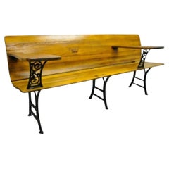 Antique Victorian Cast Iron and Oak Wood 72" Long School Work Bench Desk