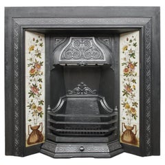 Antique Victorian Cast Iron and Tiled Fireplace Insert