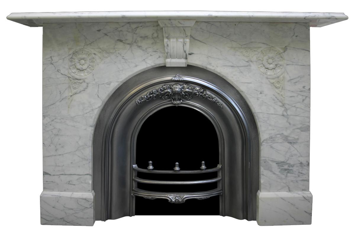 Antique Victorian Cast Iron Arched Fireplace Insert In Good Condition In Manchester, GB