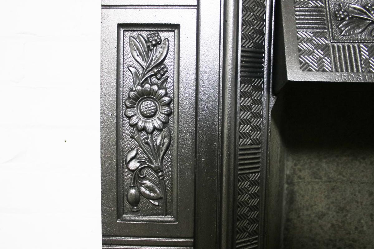 English Antique Victorian Cast Iron Bedroom Fireplace
